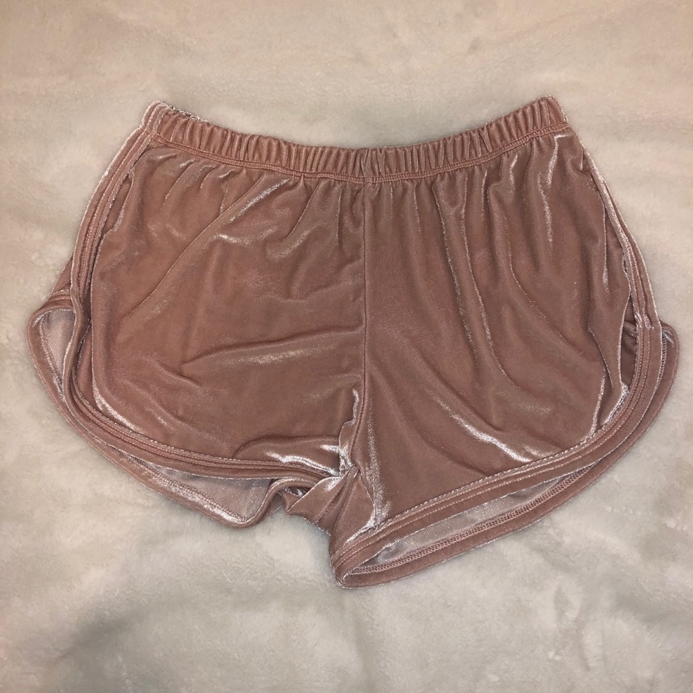 Brandy Melville Pink Velvet Shorts